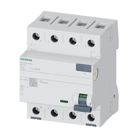 Siemens 5SV3344-6KL FI-Schutzschalter, 4-polig, Typ A, In: 40 A, 30 mA, Un AC: 400 V