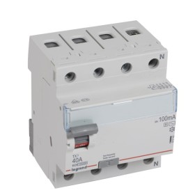 Legrand 411952 TX3 Fehlerstromschutzschalter 40A, 4-polig, 100mA, Typ A-S, 400VAC, 4TE