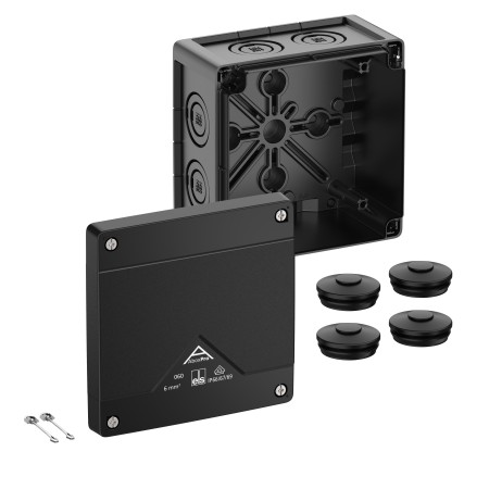 Spelsberg Abox Pro 060-L/sw Abzweigkasten, Schutzart IP66/IP67/IP69, max. 6², Schlagfestigkeit IK09, Schutzklasse II, Ui 1000V A