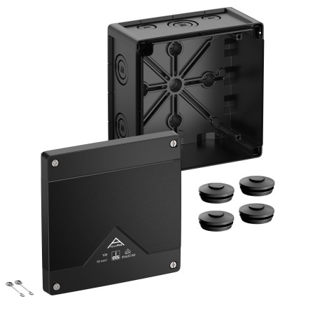 Spelsberg Abox Pro 100-L/sw Abzweigkasten, Schutzart IP66/IP67/IP69, max. 10², Schlagfestigkeit IK09, Schutzklasse II, Ui 1000V
